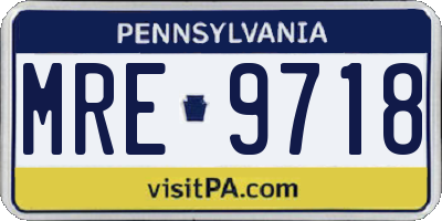 PA license plate MRE9718