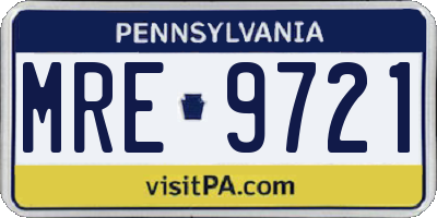 PA license plate MRE9721