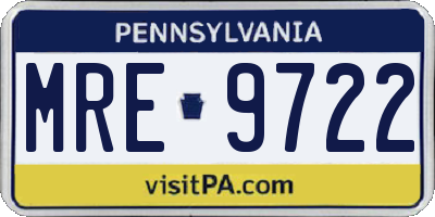 PA license plate MRE9722