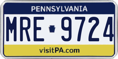 PA license plate MRE9724