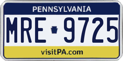 PA license plate MRE9725