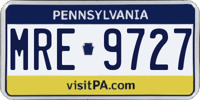PA license plate MRE9727