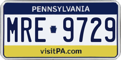 PA license plate MRE9729