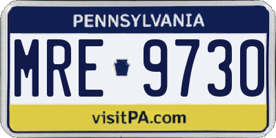 PA license plate MRE9730