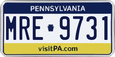PA license plate MRE9731