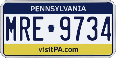 PA license plate MRE9734