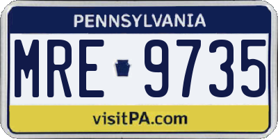 PA license plate MRE9735