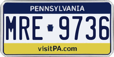 PA license plate MRE9736