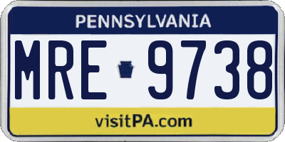 PA license plate MRE9738