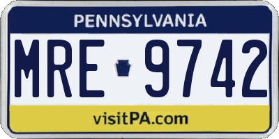 PA license plate MRE9742