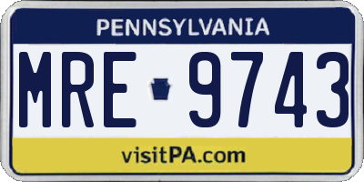PA license plate MRE9743