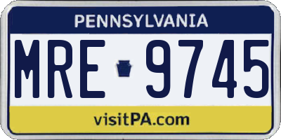 PA license plate MRE9745