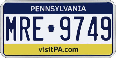 PA license plate MRE9749