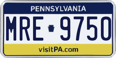 PA license plate MRE9750
