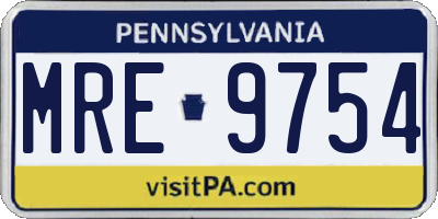 PA license plate MRE9754