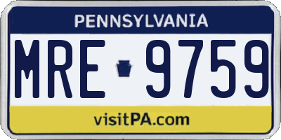 PA license plate MRE9759