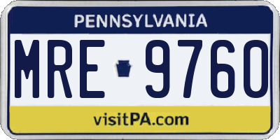 PA license plate MRE9760