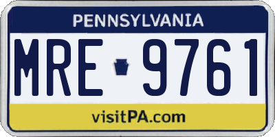 PA license plate MRE9761
