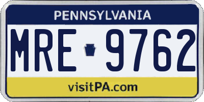PA license plate MRE9762