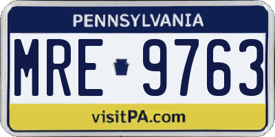 PA license plate MRE9763