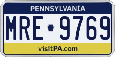 PA license plate MRE9769