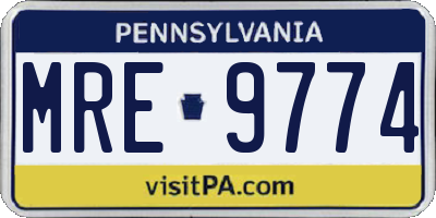 PA license plate MRE9774