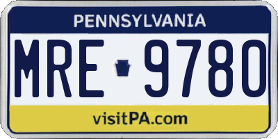 PA license plate MRE9780