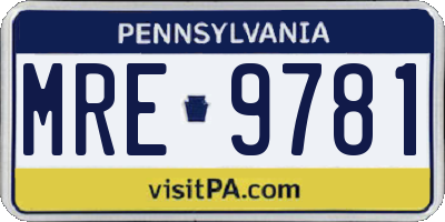 PA license plate MRE9781