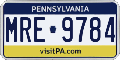 PA license plate MRE9784