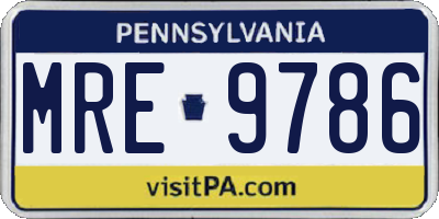 PA license plate MRE9786