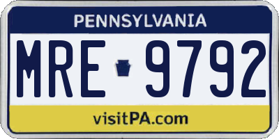PA license plate MRE9792