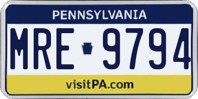 PA license plate MRE9794