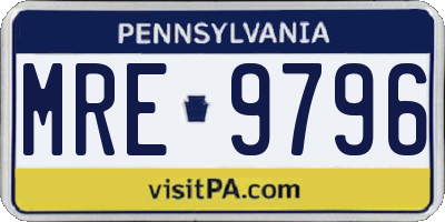 PA license plate MRE9796