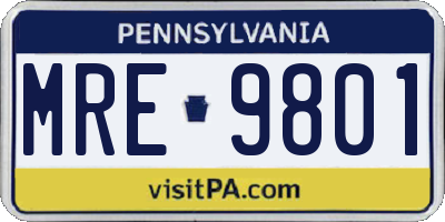 PA license plate MRE9801