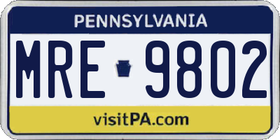 PA license plate MRE9802