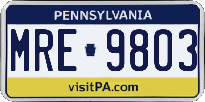 PA license plate MRE9803
