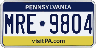 PA license plate MRE9804