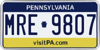 PA license plate MRE9807
