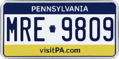 PA license plate MRE9809