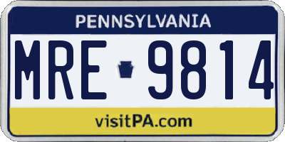 PA license plate MRE9814