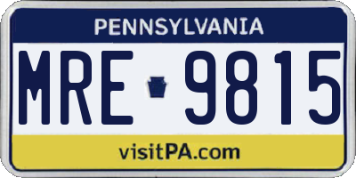 PA license plate MRE9815