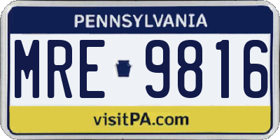 PA license plate MRE9816