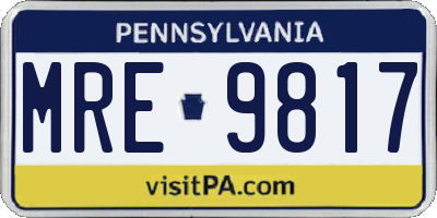 PA license plate MRE9817
