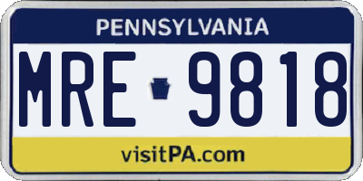 PA license plate MRE9818