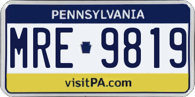 PA license plate MRE9819
