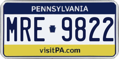 PA license plate MRE9822
