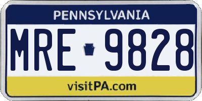 PA license plate MRE9828