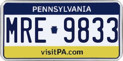 PA license plate MRE9833