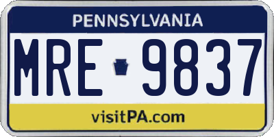 PA license plate MRE9837