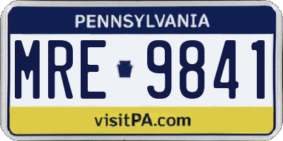 PA license plate MRE9841